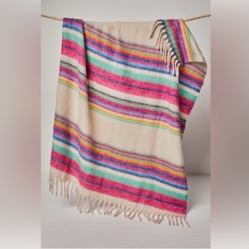 Free People Skye Stripe Fringe Extra Soft Comfy Throw